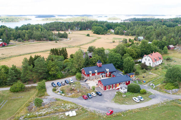 Drone view Österretais village in Korpo