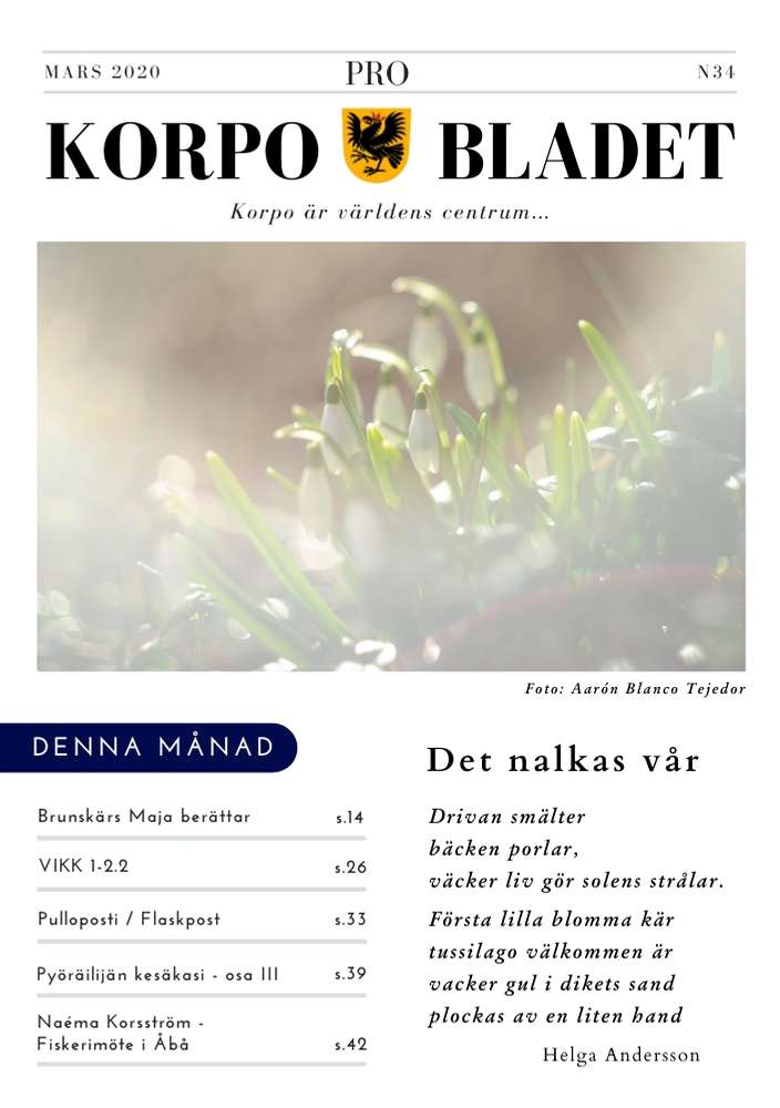 Korpo Bladet N34 front page