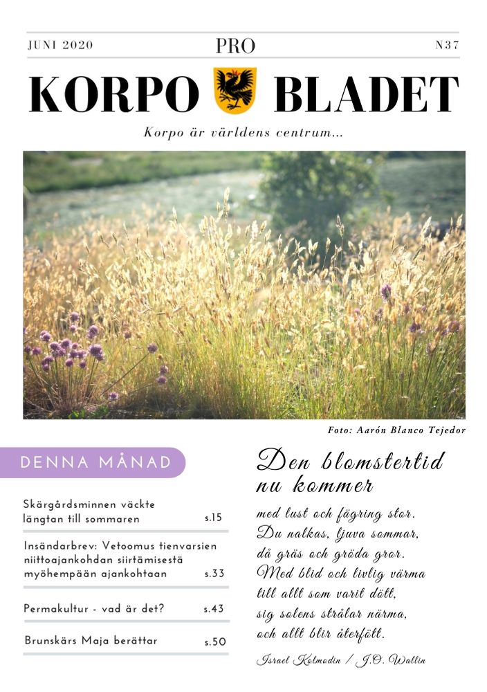 Korpo Bladet N37 front page