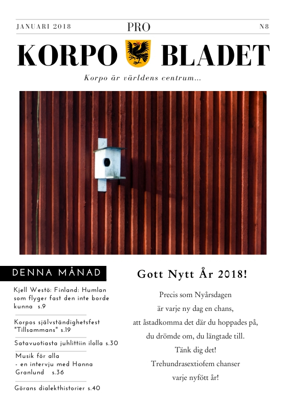 Korpo Bladet N8 front page