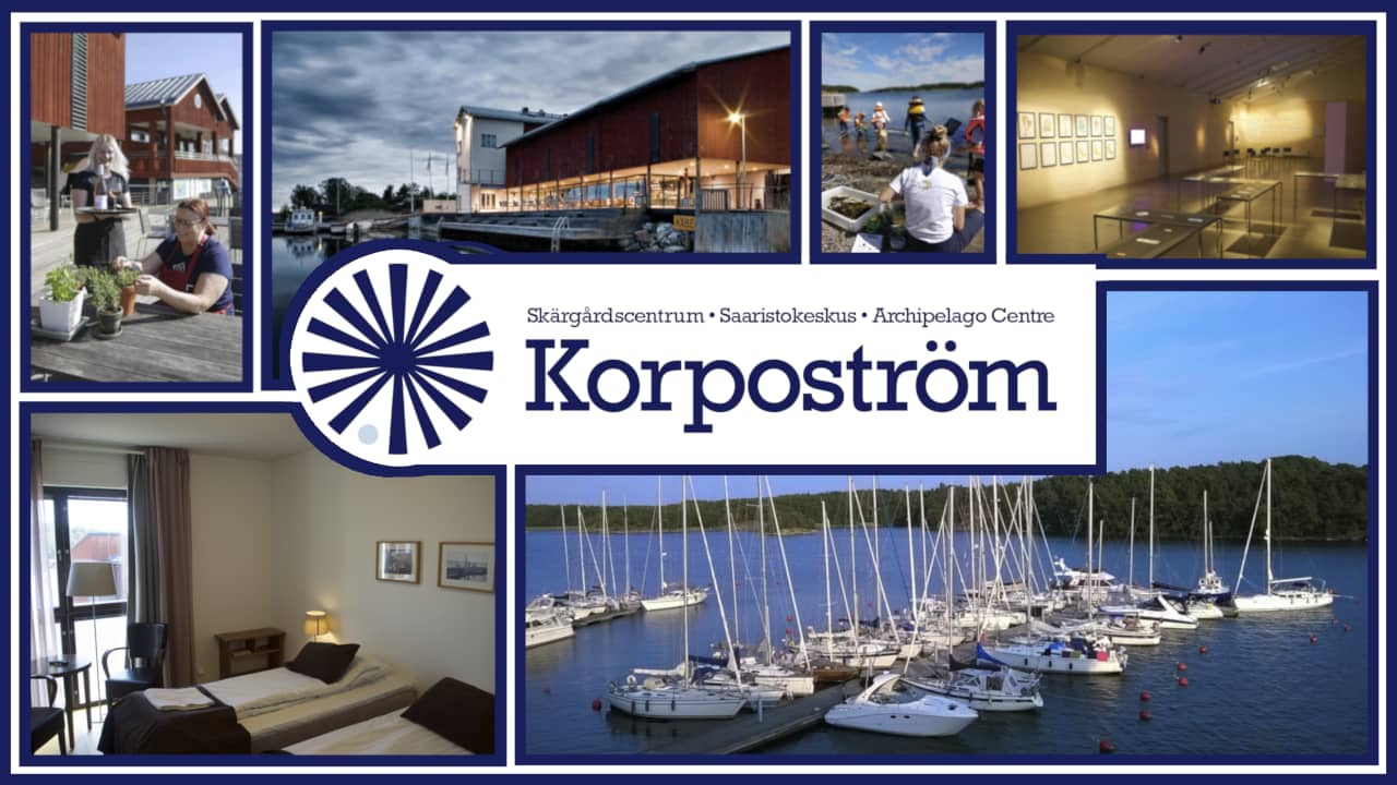Skärgårdscentrum Korpoström ad with a composition of images and logo