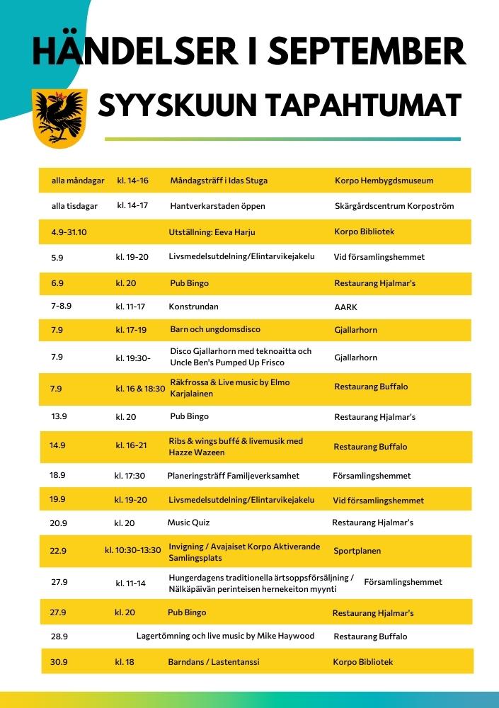 Tapahtumakalenteri Syyskuu 2024